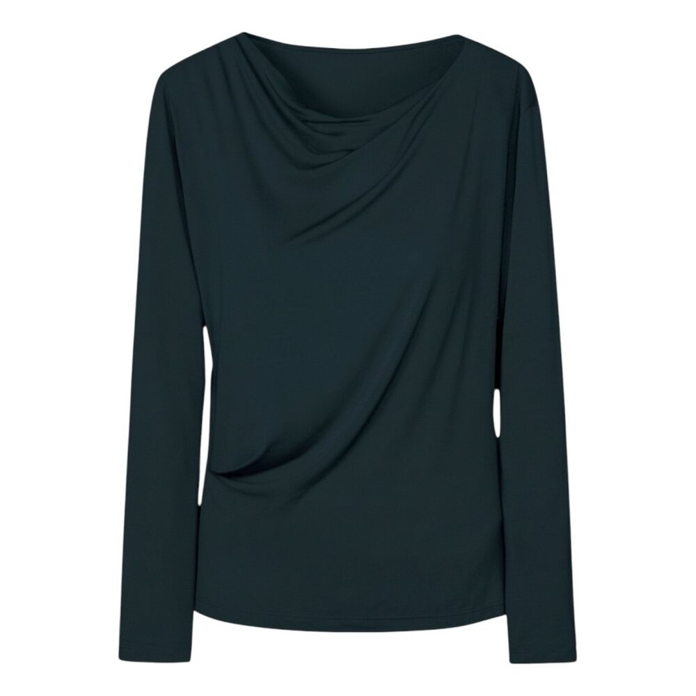 MM LaFleur Winfrey Draped Jersey Top – Black (Size S)